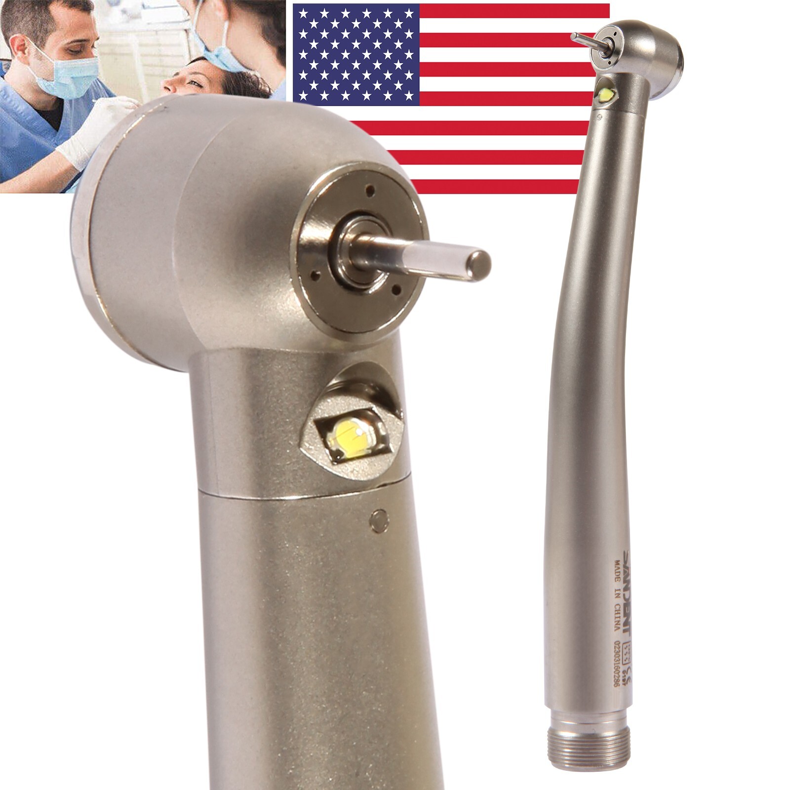 Pieza de mano LED turbina alta velocidad fibra óptica dental estilo NSK 2 Holes