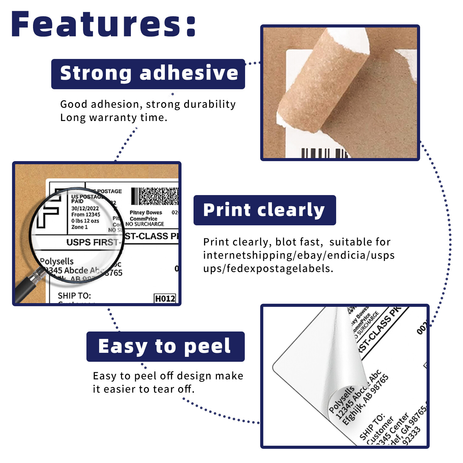 Shipping Labels 8.5×5.5 half sheet Self Adhesive 2 Per Sheet POLYSELLS 2UP