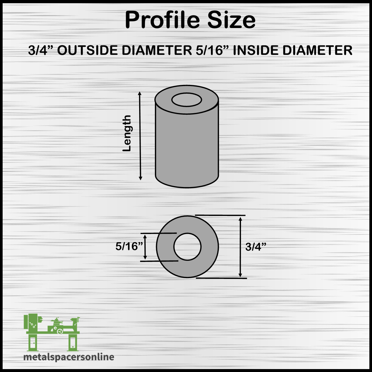 Black Anodize Aluminum Spacer Bushing 3/4″ OD x 5/16″ ID–Fits M8 or 5/16″ Bolts