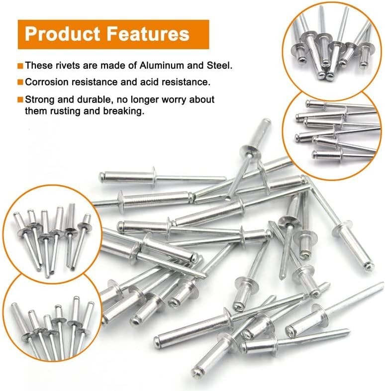 100-Pack 1/8″ x 1/4″ Aluminum Blind Rivets – Ideal for Indoor and Outdoor Use