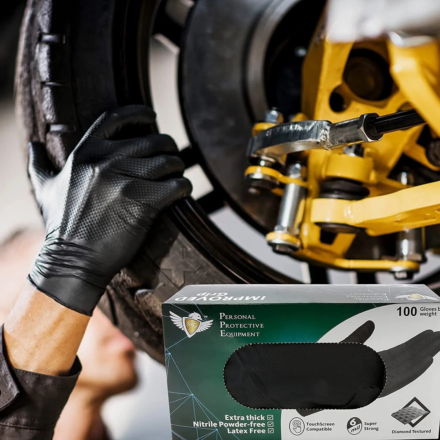 S&G Black Diamond Nitrile Gloves Powder Latex Free 6 Mil 1000pcs M/L/XL