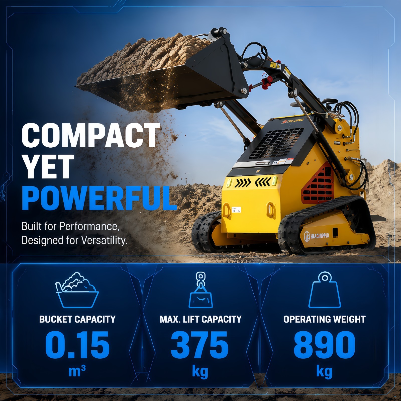 24HP Mini Skid Steer Loader 4in1 Bucket 3-Stage Pump Hydraulic System W/Forklift
