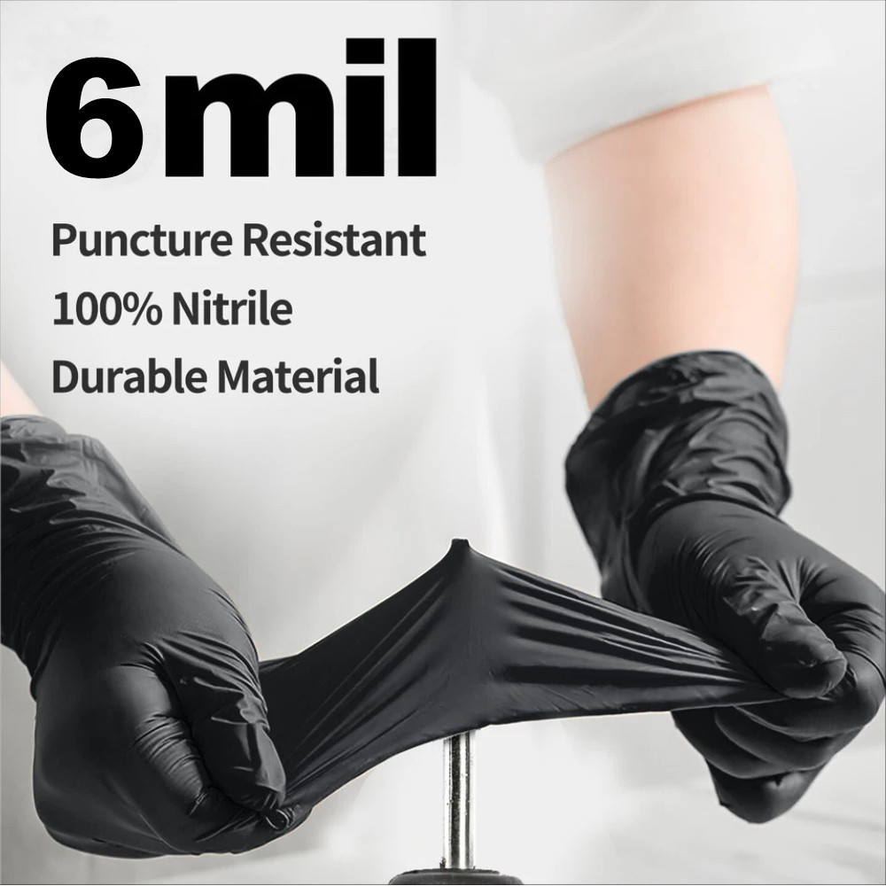 Advance Black Nitrile Exam Gloves 6 Mil Powder Free Bulk 1000ct Latex Free Glove