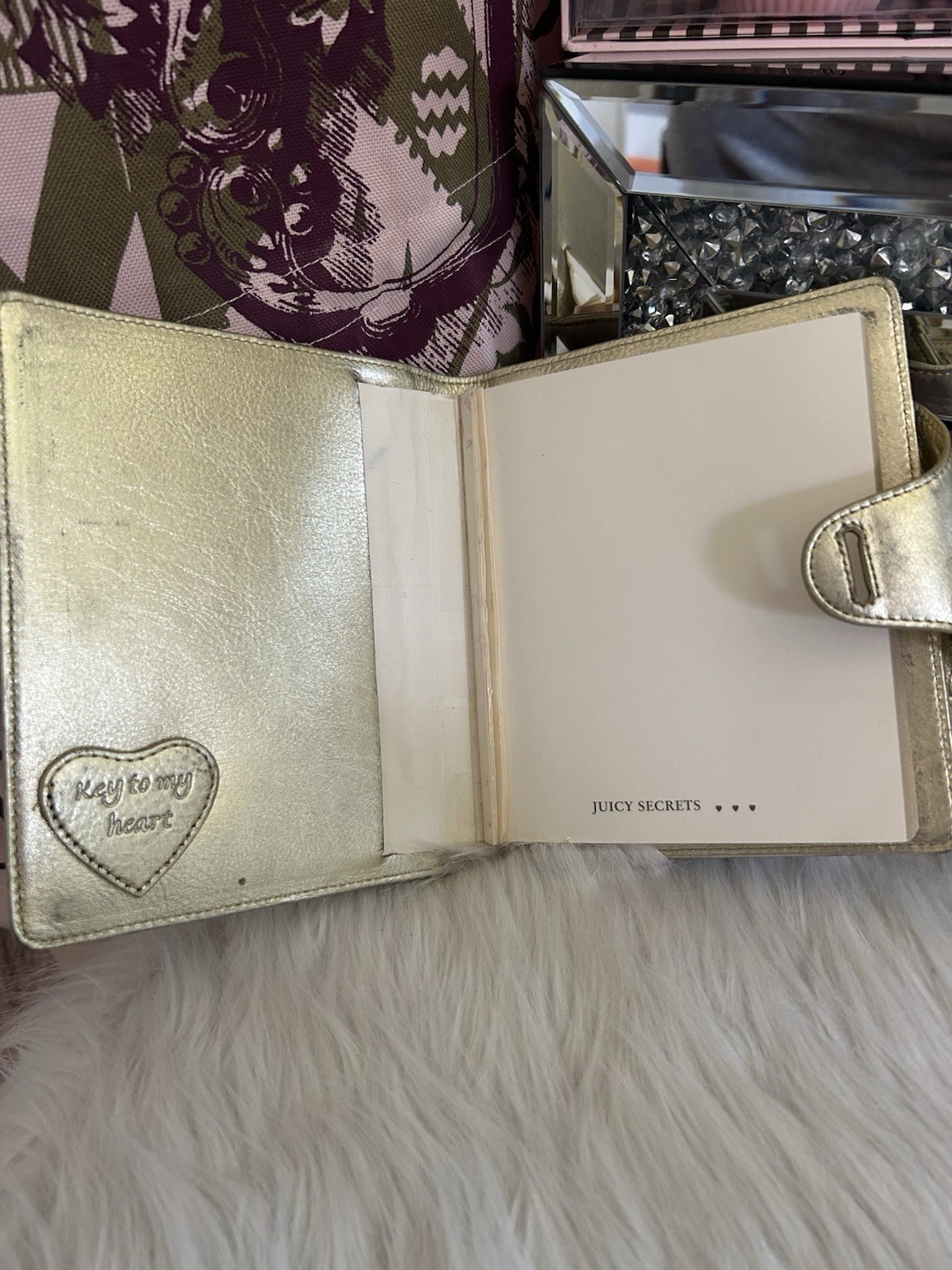 Y2K VINTAGE JUICY COUTURE METALLIC GOLD LEATHER JOURNAL DIARY RARE