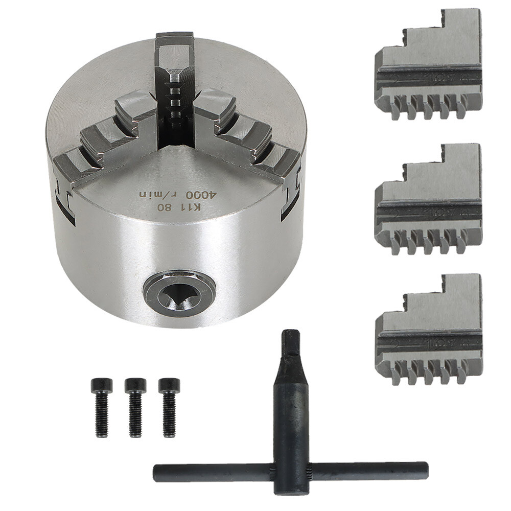 3 Jaw Lathe Chuck Manual Chuck 3″ Self-centering Lathe Drilling Part K11-80 80mm