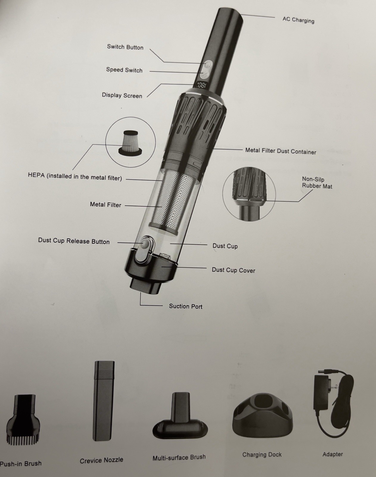 XenonLab VC-D17B Cordless Handheld Vacuum, HEPA, Bagless 0.25 gal, Tools