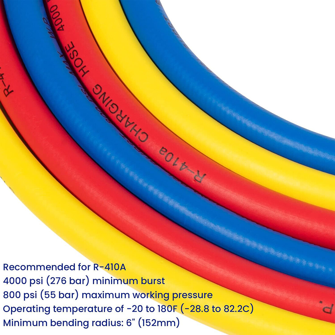 3 Pack 29986 Plus II 1/4″ Red Blue Yellow Charging Hose Compact Ball Valve 72″