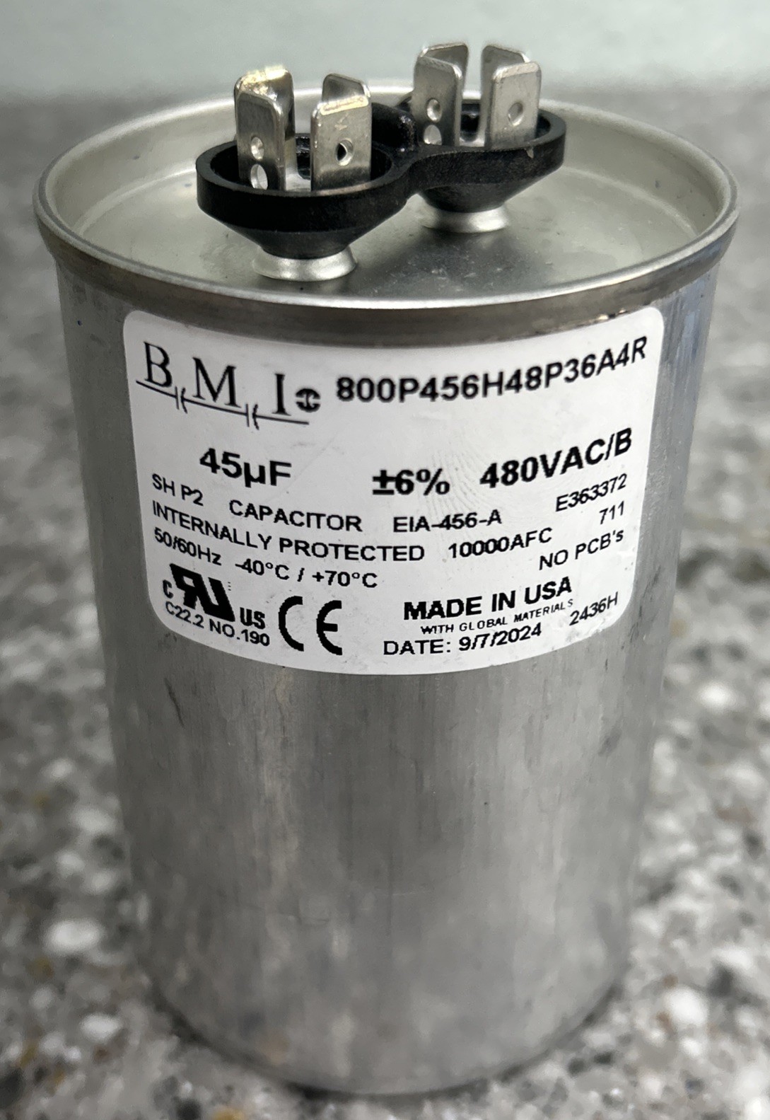 FBD 800P456H48P36A4R RUN CAPACITOR ZB-19 480VAC/B 50/60Hz 45µF FITS 564/773/774