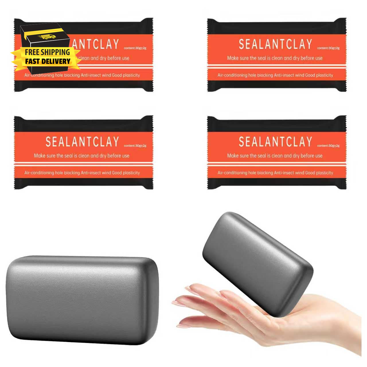 4 Pcs Waterproof Seal Putty, Premium Moldable Duct Seal Clay for Wall Holes | Qu