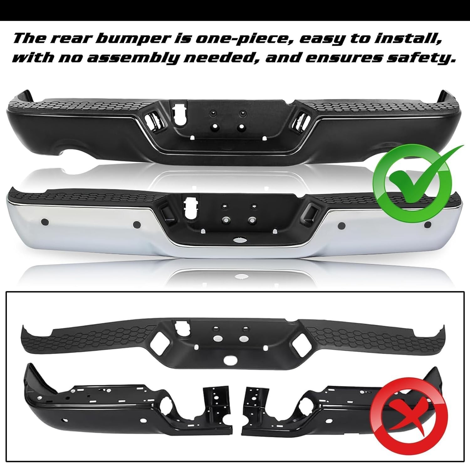 Rear Bumper Ram 1500 2009-2023 Classic Chrome Steel Sensor Dual Exhaust