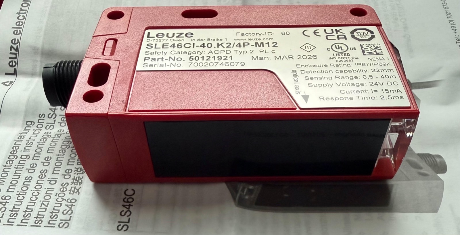 New Leuze SLE46CI-40.K2/4P-M12 Sensor 50121921