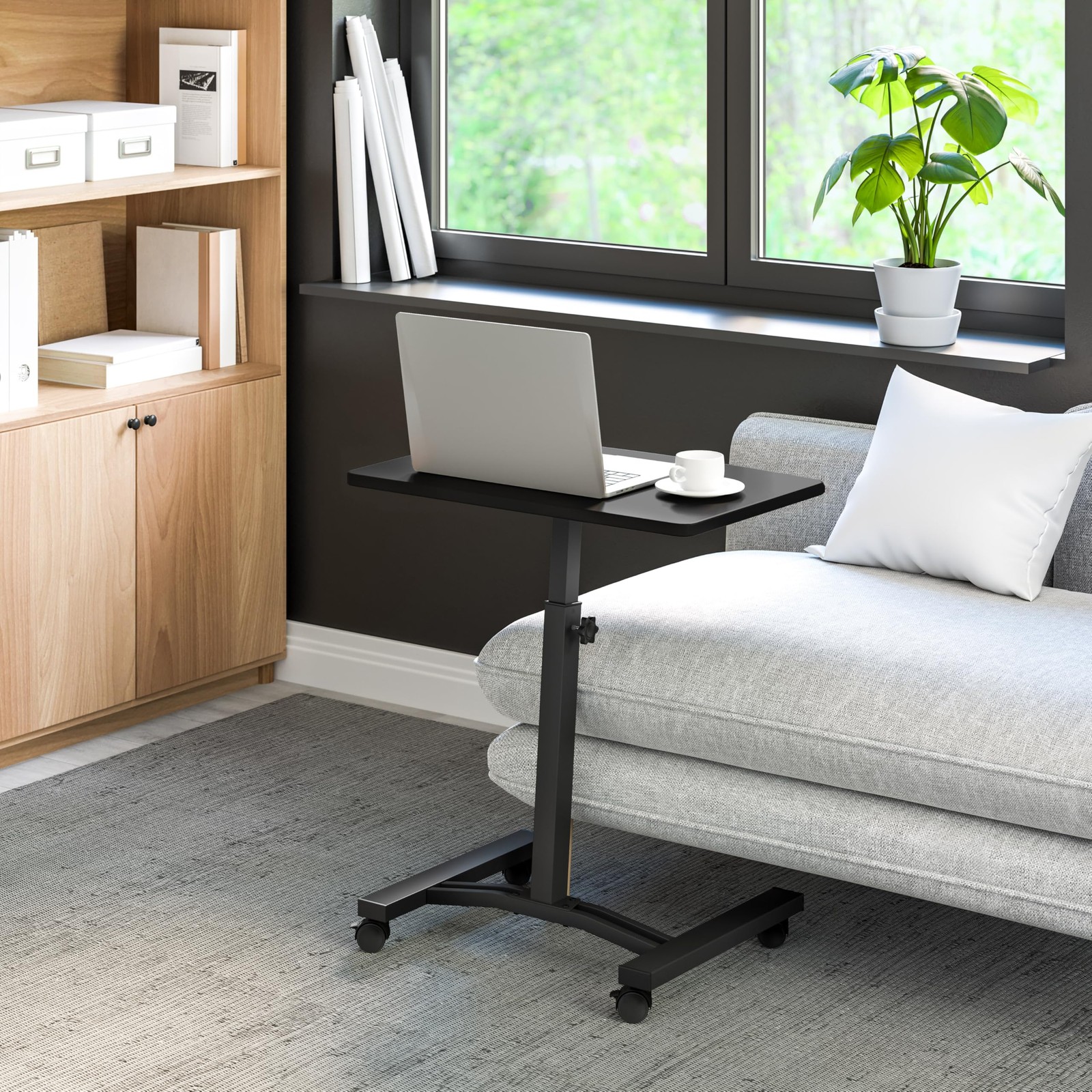 Seville Classics Airlift Mobile Height Adjustable Laptop Stand Computer