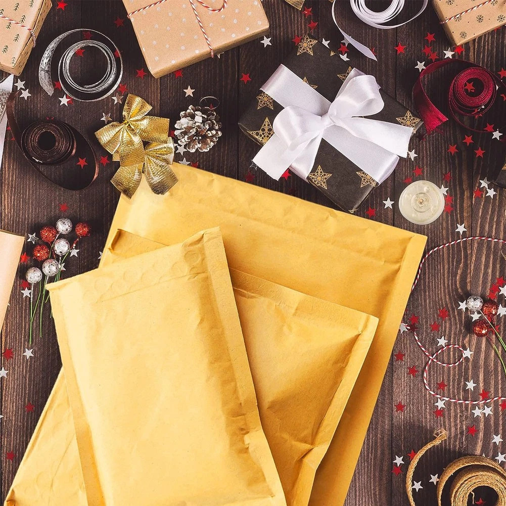 Gold Kraft Bubble Mailers Self-Seal Padded Envelopes #000 #0 #2 #5 Shipping Bags