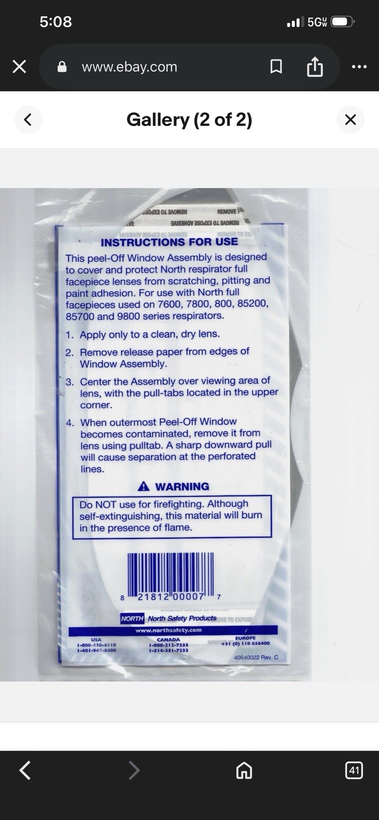 Honeywell North 80836A Peel-Away Lens Window For Full Face Piece (15 Per Pack)
