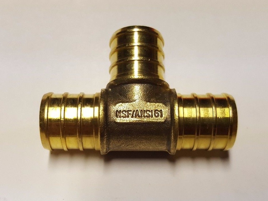 5 Pcs. 3/4″ x 3/4″ x 3/4″ Pex Tee, 3/4 Inch Pex Tee, Lead Free Brass 23-2-3=5