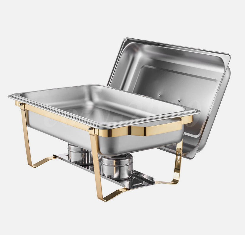 4 Pack Chafing Dish Buffet Set 9QT Stainless Steel Chafing Dishes Gold & Silver