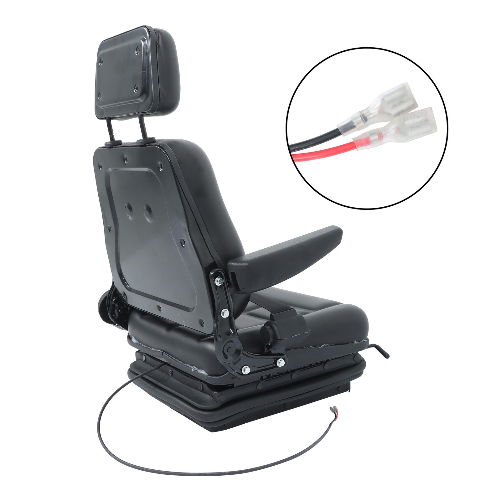 Forklift & Tractor Seat Suspension Adjustable Backrest Armrest Safety Belt