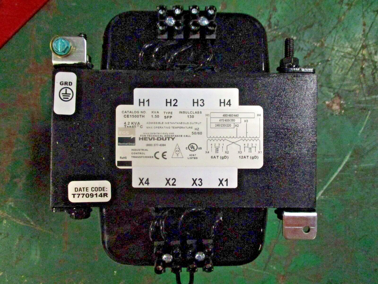 EGS HEVI DUTY CE1500TH 1.5 KVA, 480/240V X 240/120V Transformer- T1487- NEW-S