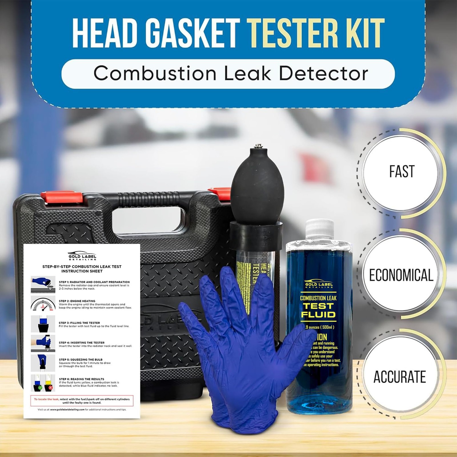 Gold Label Detailing Combustion Leak Detector Kit – 100+ Tests Automotive…