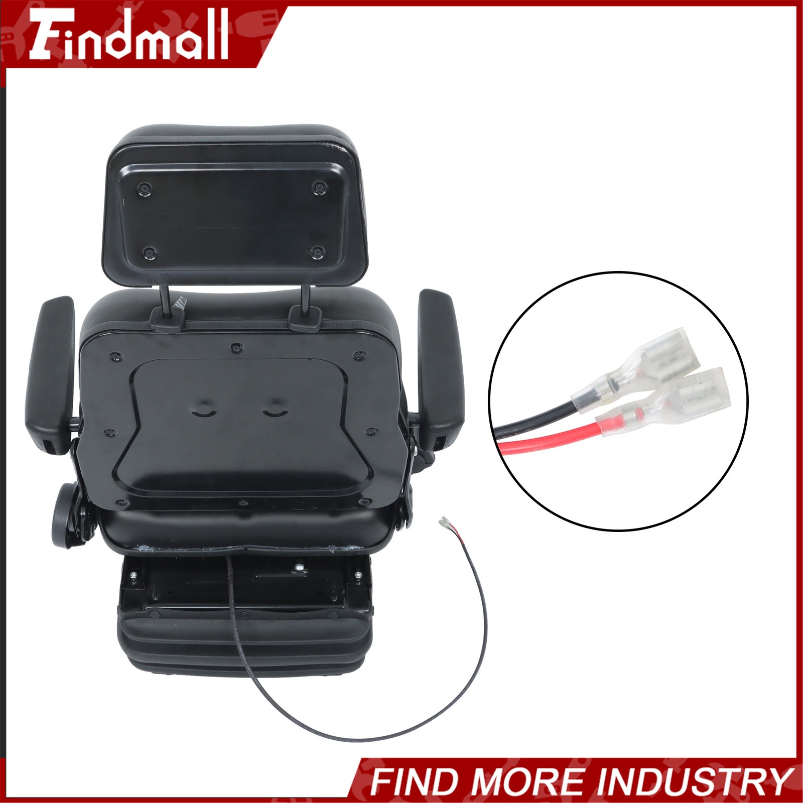 FindmallForklift Tractor Seat Suspension Adjustable Backrest Armrest Safety Belt