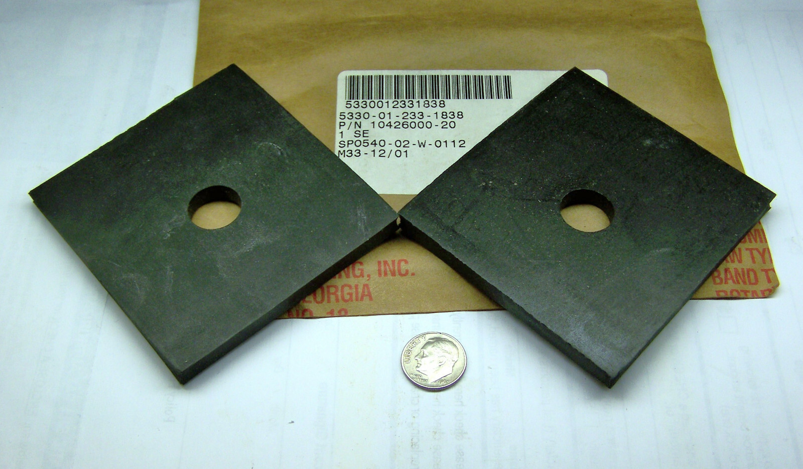 2 LIMCO AIRPAIR 10426000-20 NOS BLACK RUBBER CUSHION PAD 3-1/4″L 3″W 1/4″T .61D