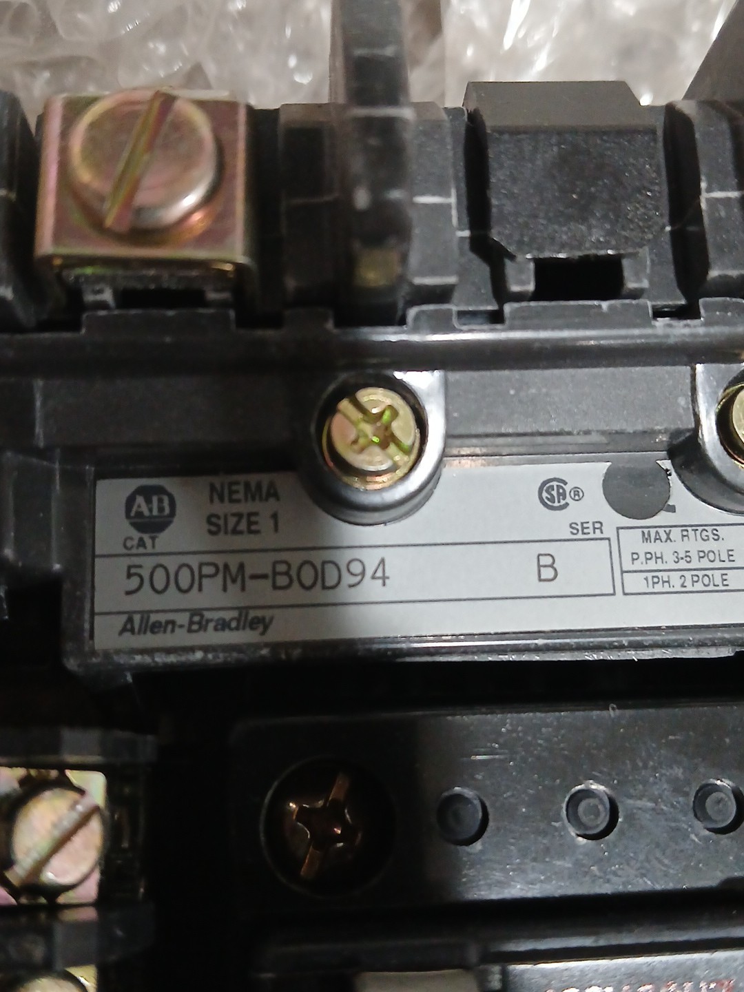 ALLEN BRADLEY ROCKWELL AUTOMATION BULLETIN 500PM CONTACTOR 500PM-BOD94 SERIES B