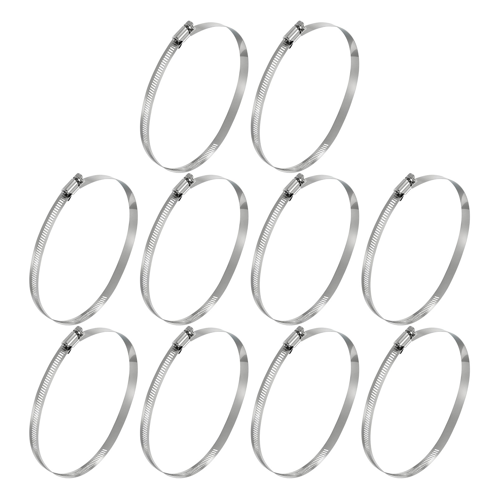 10Pcs Stainless Steel Hose Clamps, Adjustable 6.9″ to 7.8″ (175-197mm)