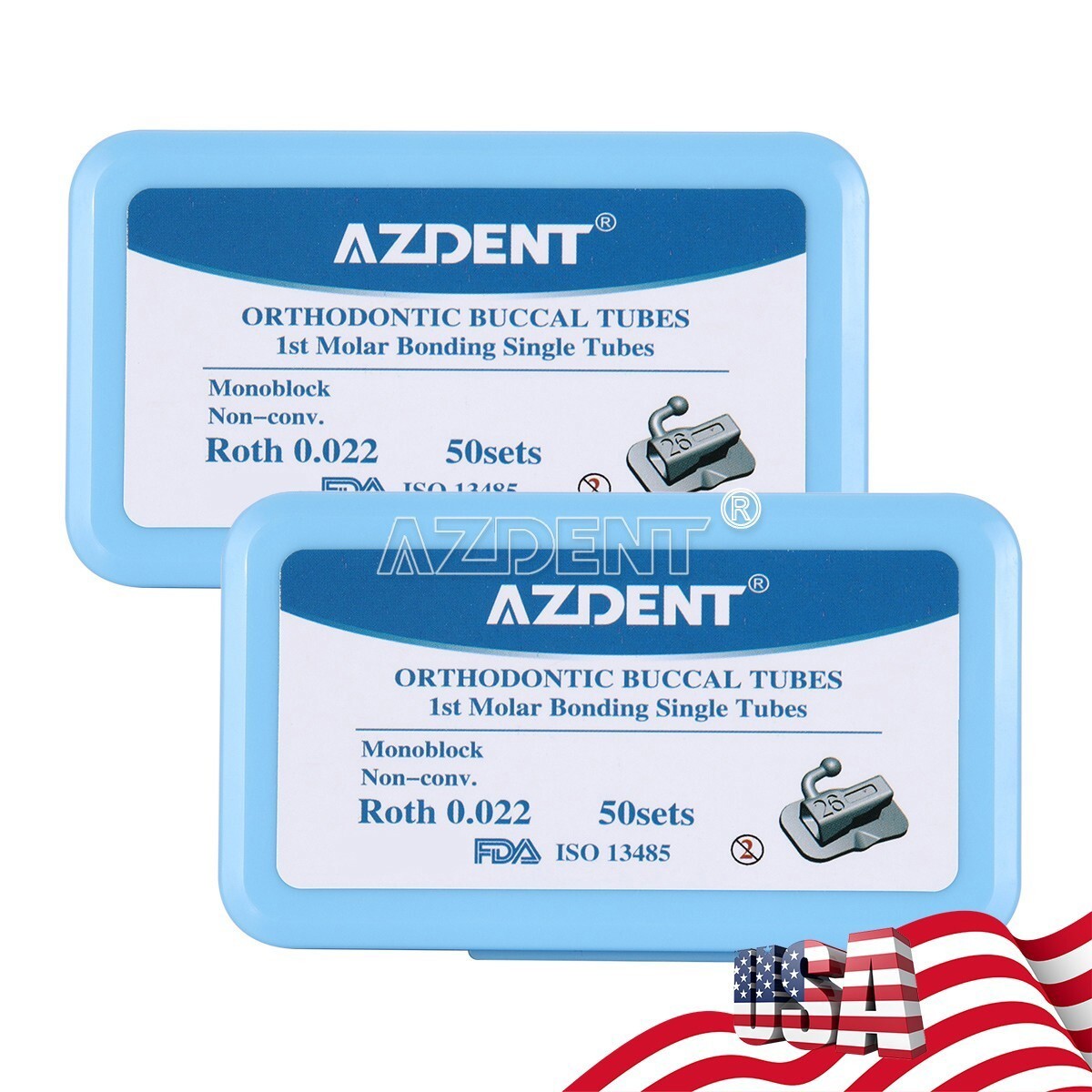50Sets Dental Orthodontic Buccal Tubes Roth.022 1st Molar Bondable Non-Conv Mono