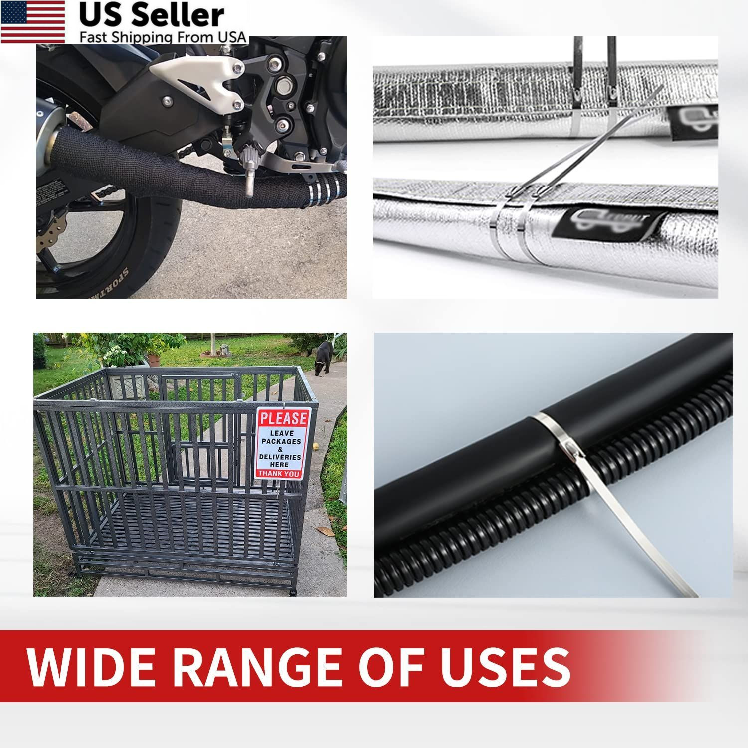 Metal Zip Ties 11.8 inch 100pcs 11.8x 0.18 x 0.01 inches (L*W*T), Silver