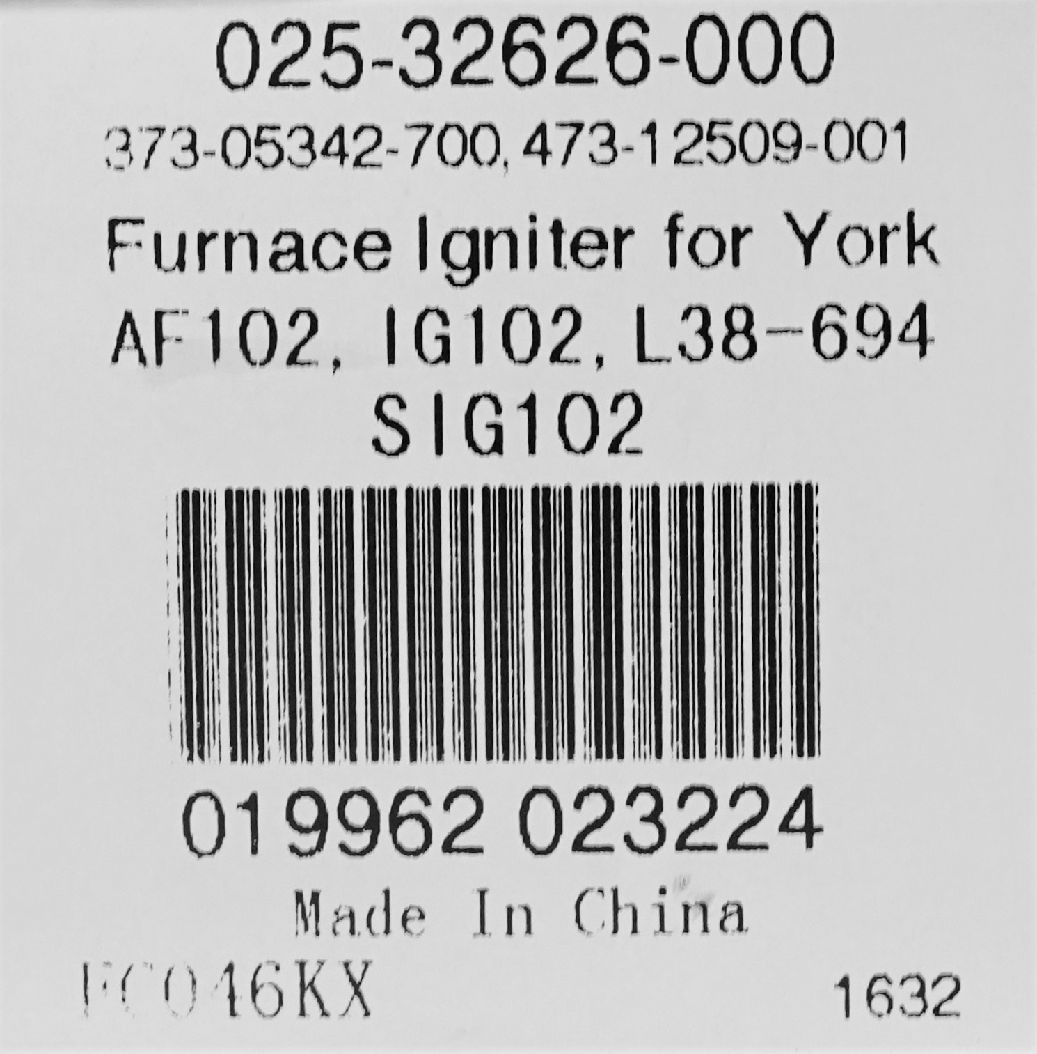 AF102 Furnace Ignitor for FC046 York Nordyne Williamson