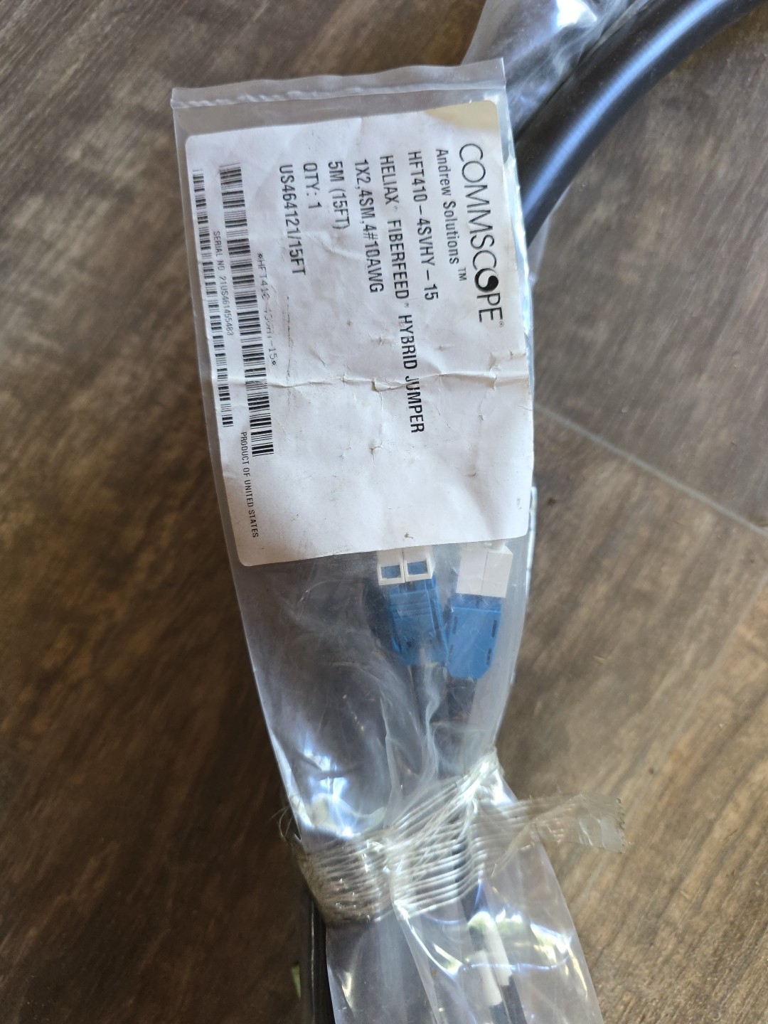 Commscope HFT410-4SVHY-15 HELIAX HYBRID JUMPER 1X2, 4SM, 4#10AWG 5M(15FT)