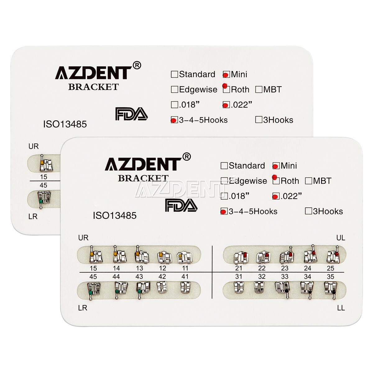 5packs AZDENT Dental Orthodontic Brackets Braces Metal Mini Roth.022 Hooks 345