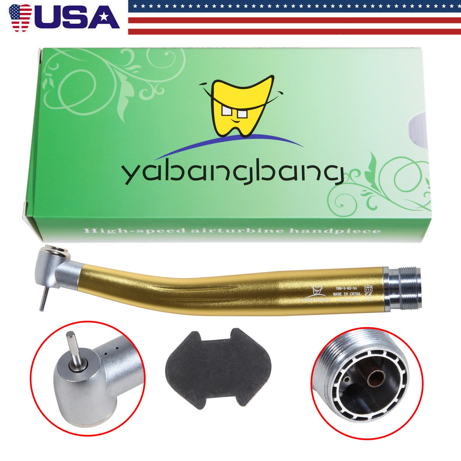 10 NSK Style Dental High Speed Handpiece PANA-MAX Turbine 2 Hole Borden Golden