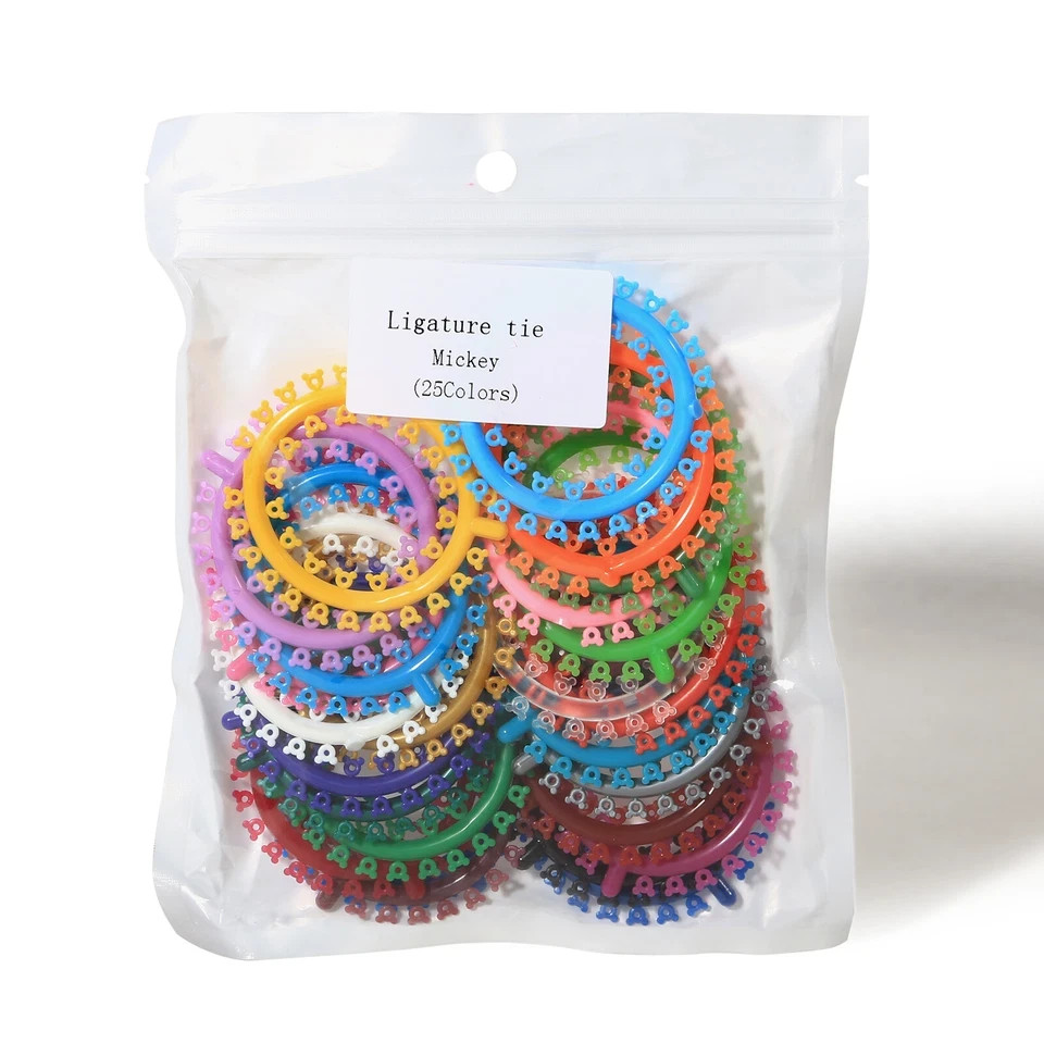 1000Pcs Dental Ortho Cartoon Ligature Ties Flower/Cat/Mouse Elastic Bands Braces