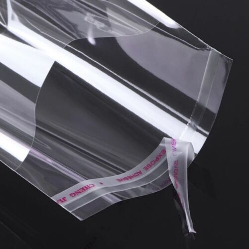 Clear Resealable Recloseable Self Seal Adhesive Cello Lip Tape Poly Plastic bags
