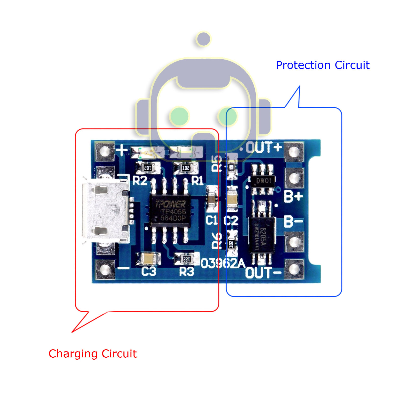 2PCS 5V 1A Micro USB TP4056 18650 Lithium Battery Charging Board Charger Module
