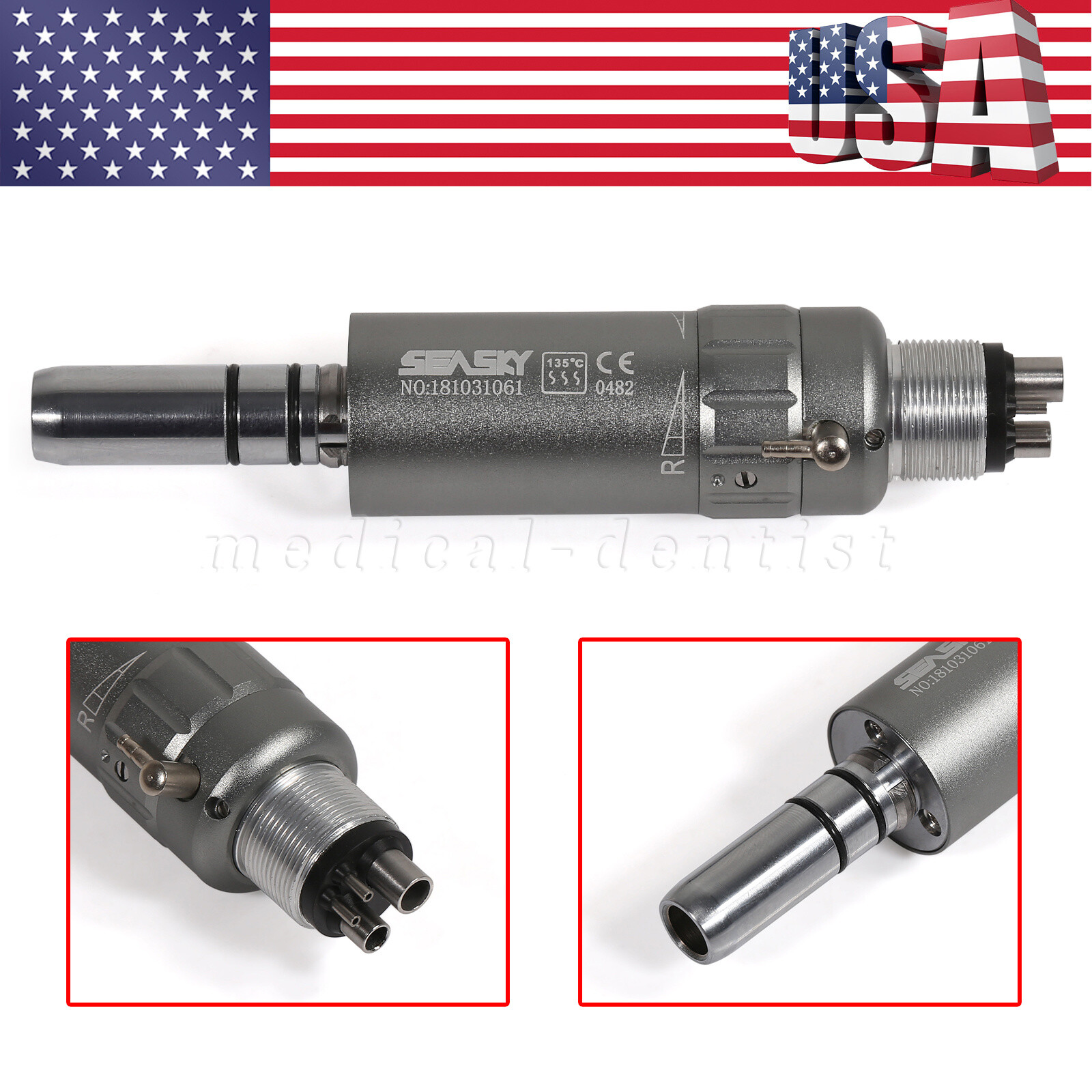 SEASKY NSK Style Dental Low Speed Straight Nose Cone Handpiece Air Motor 4H sa