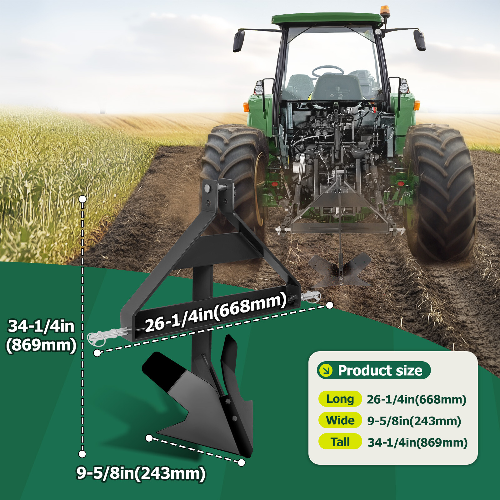 Steel Middle Buster Heavy Duty For Category 1 3 Point Quick Hitch Tractors Plow