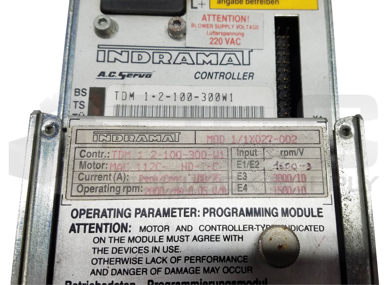 INDRAMAT TDM 1.2-100-300W1 AC SERVO CONTROLLER, TDM1.2-100-300-W1