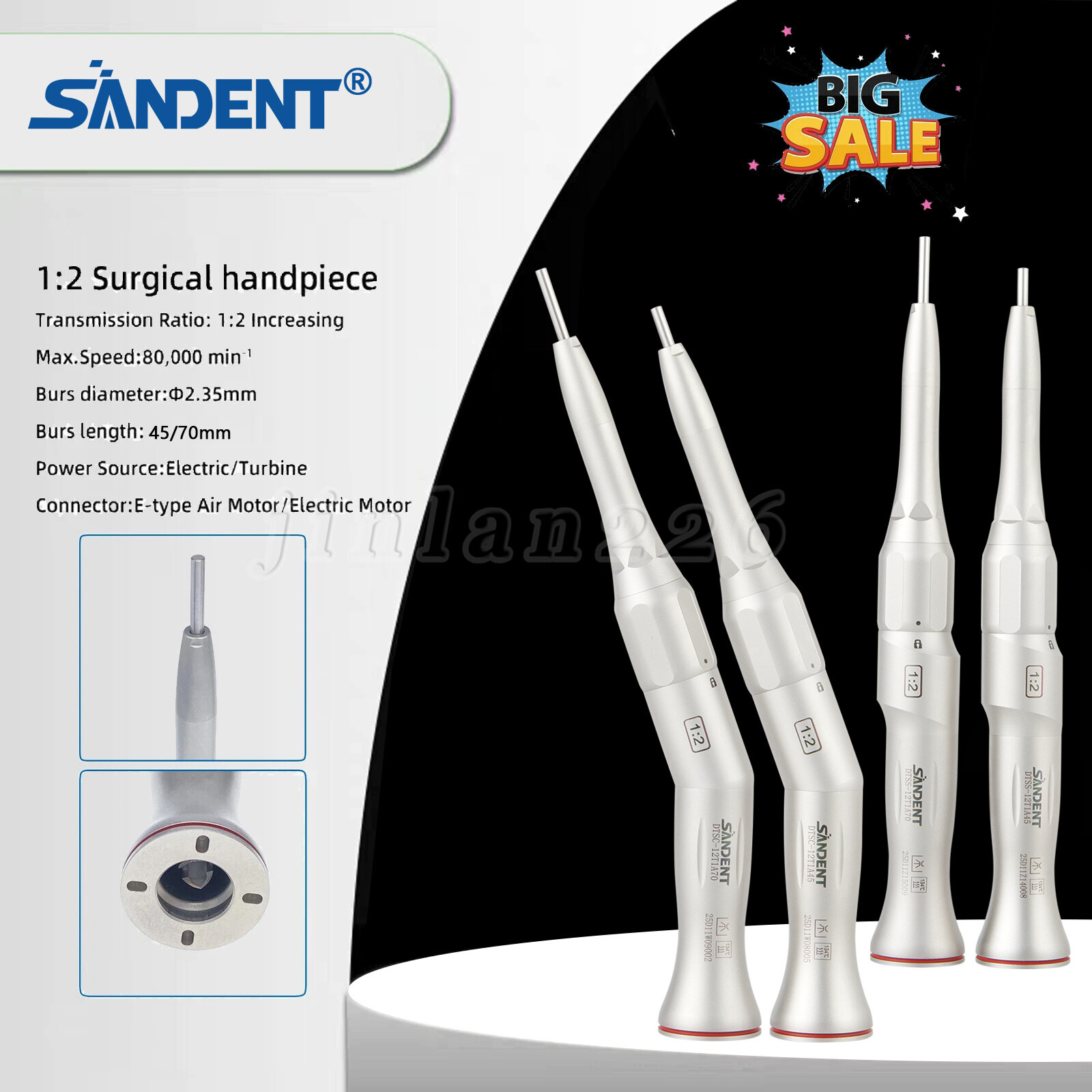 Dental Surgical Straight Handpiece 1:1 1:2 Oral Surgery 20° Angle 1:1 Nose Cone