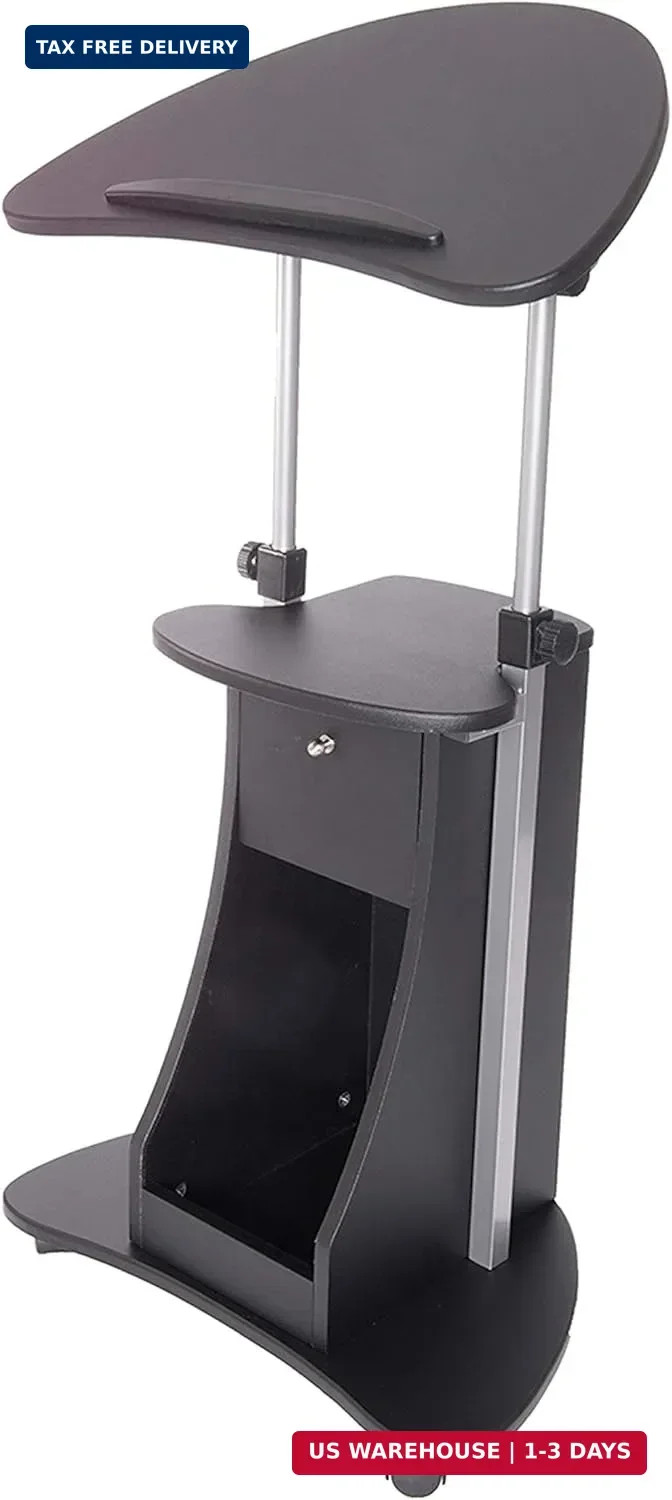 Techni Mobili Sit-to-Stand Mobile Medical Laptop Computer Cart, Black, Adjustabl