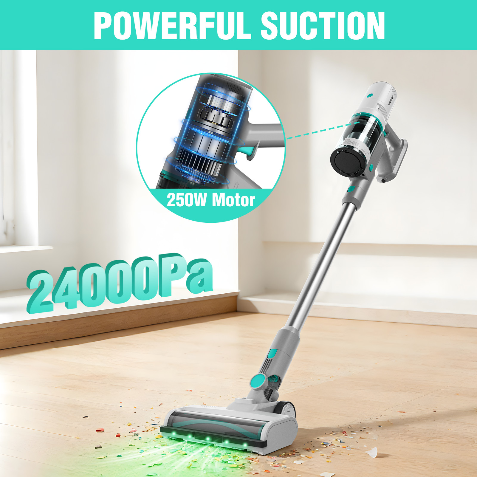 HAUSHOF Cordless Vacuum Cleaner with Auto Empty Station HEPA Filter 250W Motor