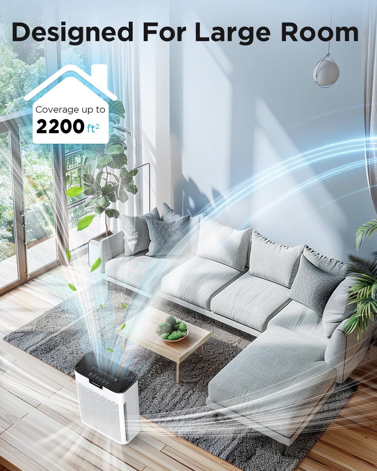 Air Purifiers for Home Large Room 2200 Ft² with Washable Filters, MOOKA H13