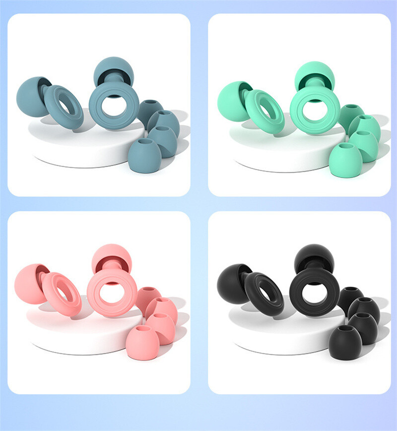 NEW Reusable Silicone Ear Plugs Noise Blocking Earplugs For Sleep, Study & Work