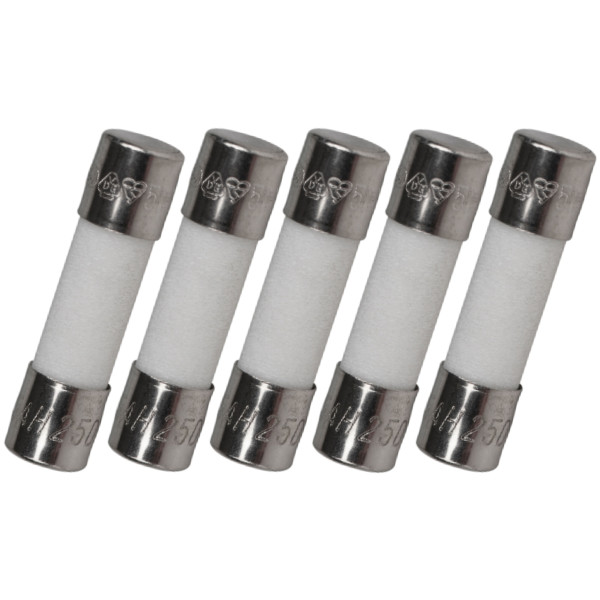 5x T2AH250V, T2A 250V, T2 H250V, T2H250V cartridge CERAMIC fuse 5X20mm,Slow-blow