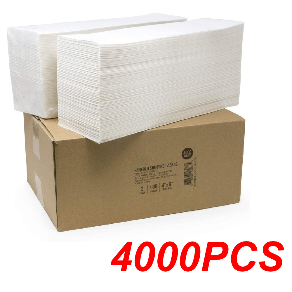 4000-20000 Labels Fanfold 4×6 Direct Thermal Label Shipping Zebra ZP450 ZP505