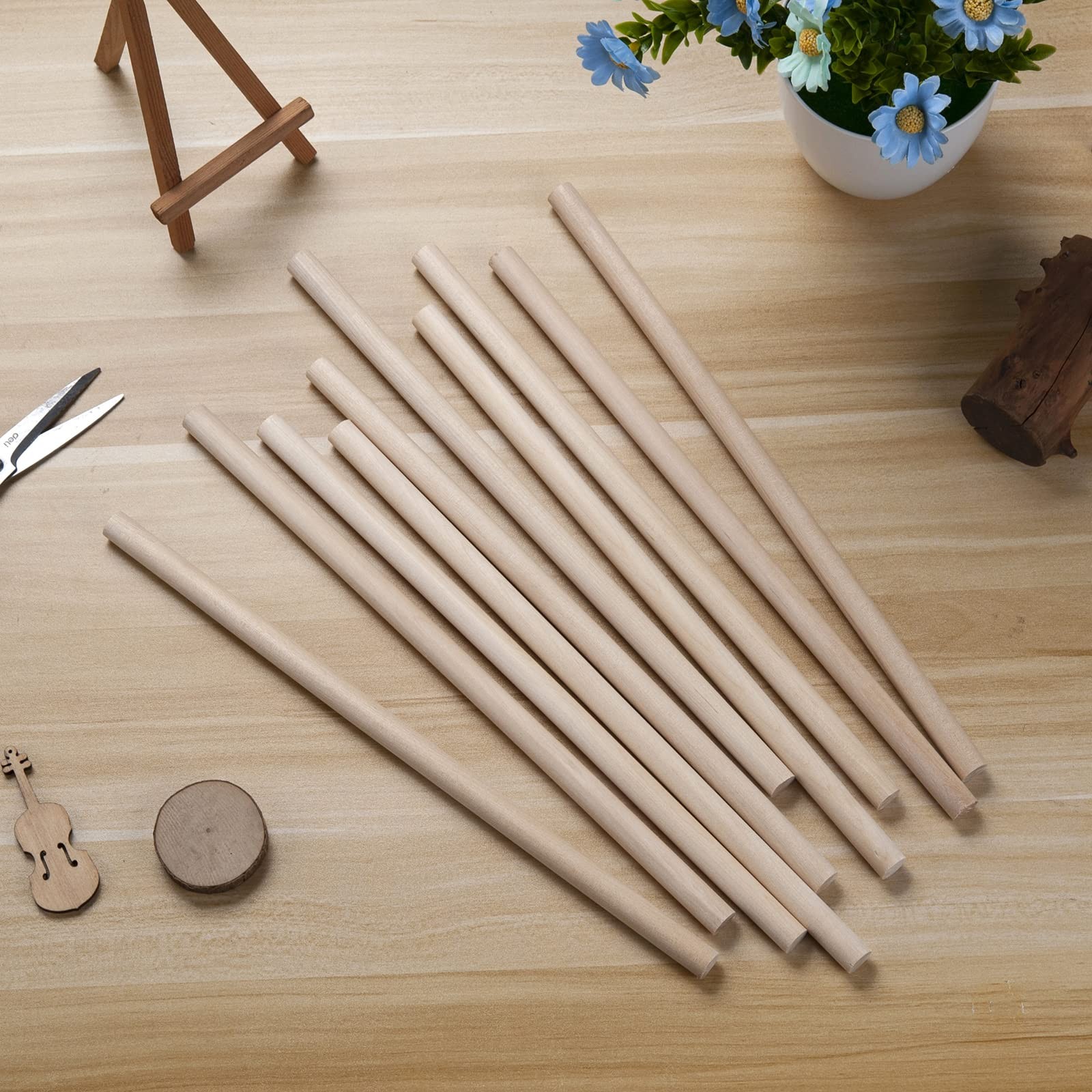 Wooden Dowel Rods Wood Dowels, 1/2″×12″-10PCS, Pack of 10 -1/2″×12″ Dowels