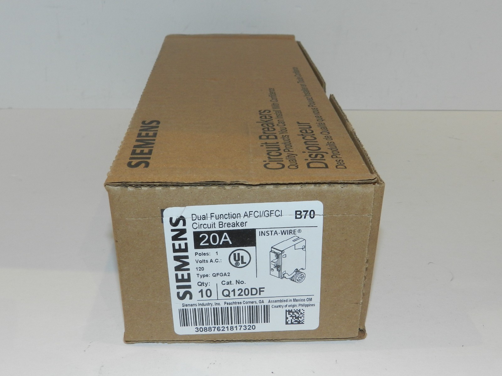 10 PCS SIEMENS Q120DF 20A DUAL FUNCTION AFCI/GFCI NEW IN BOX NIB USA OEM