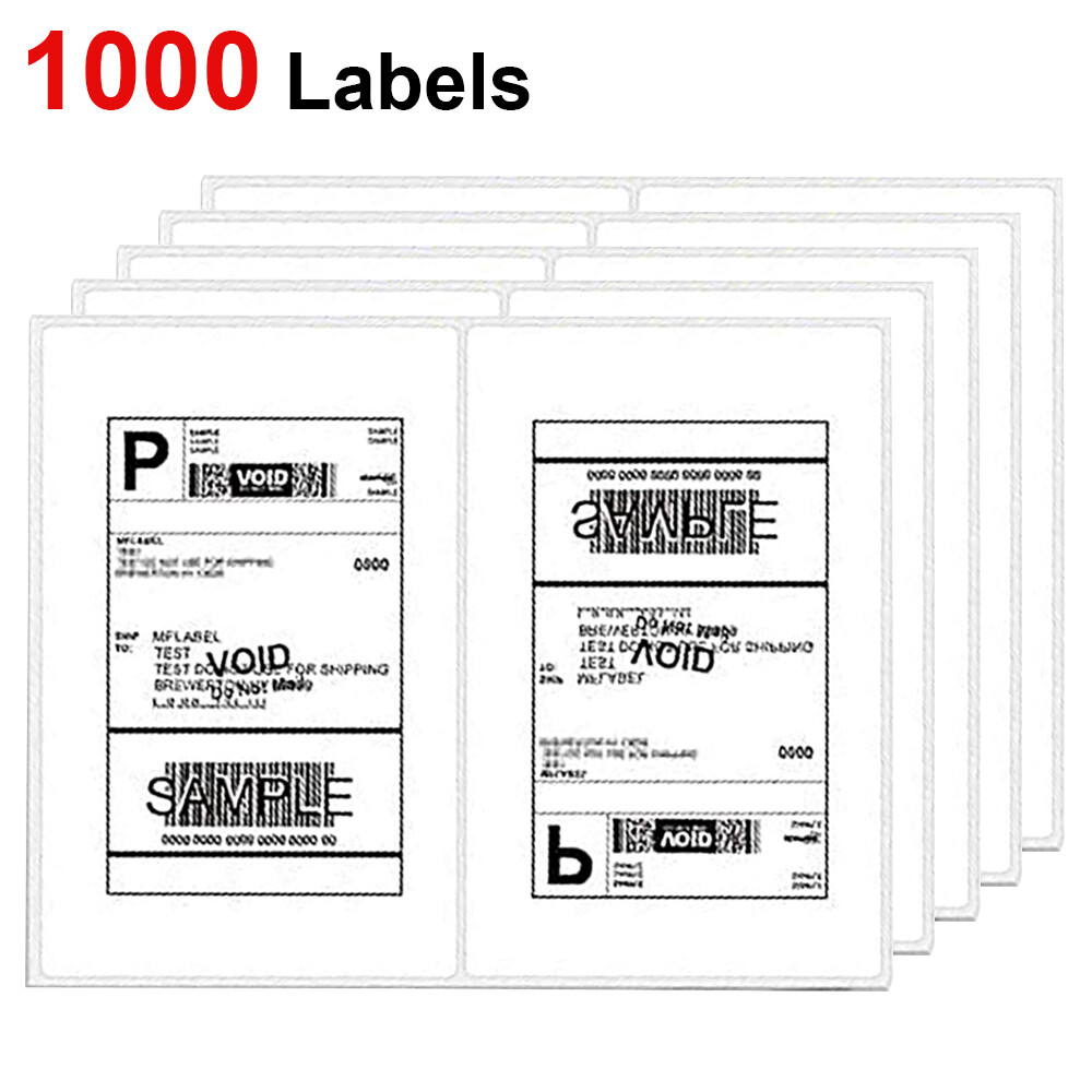 1000 Shipping Labels 8.5″x5.5″ Rounded Corner Self Adhesive 2 Per Sheet Blank US