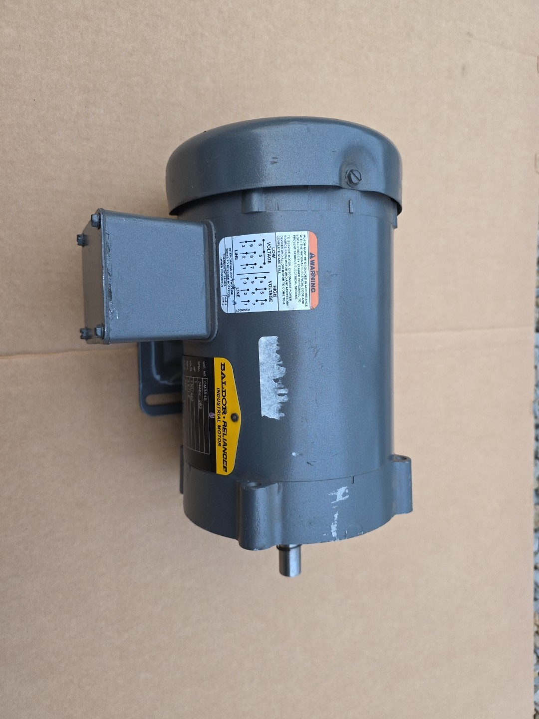 Baldor CM3545 AC Motor 3 Phase 56C TEFC 1Hp 3450rpm 60Hz 230/460V (Rebuilt)